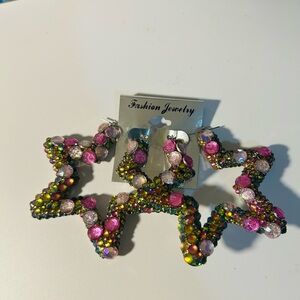 Colorful Star Bamboo Earrings